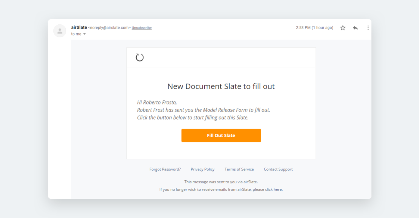 New Document Slate to fill out - email notification New Document Slate to fill out - email notification