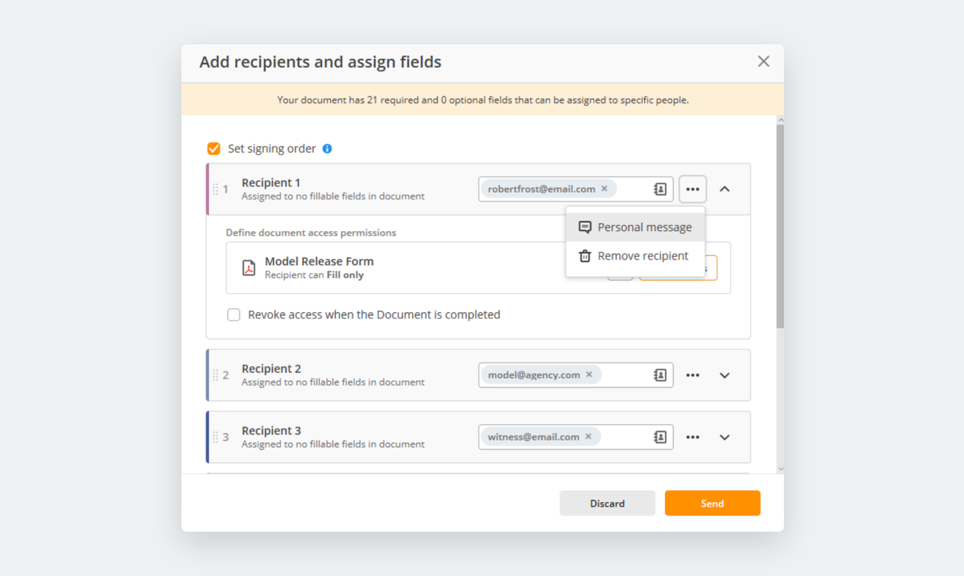 Adding recipients in airSlate Adding recipients in airSlate