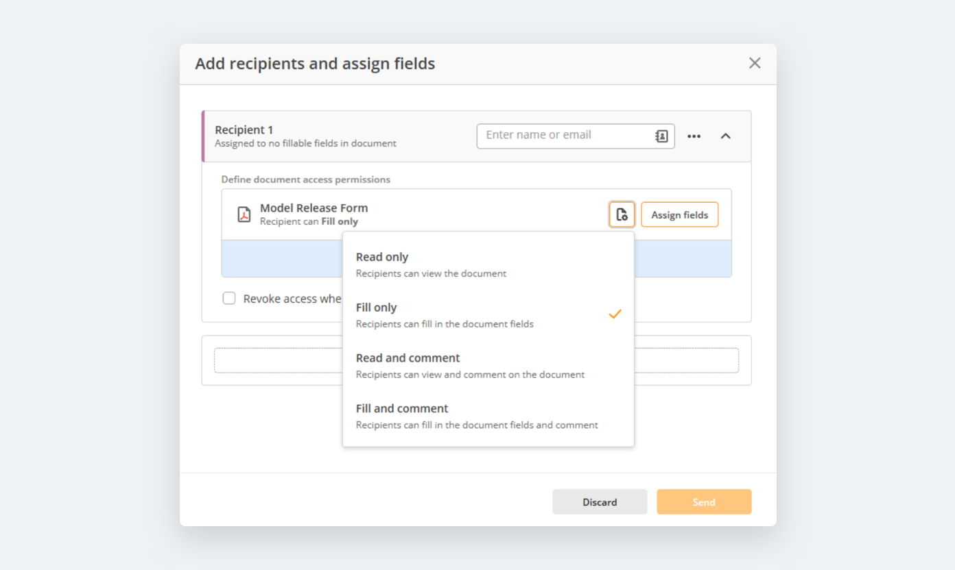 Add recipients and assign fields in airSlate Add recipients and assign fields in airSlate