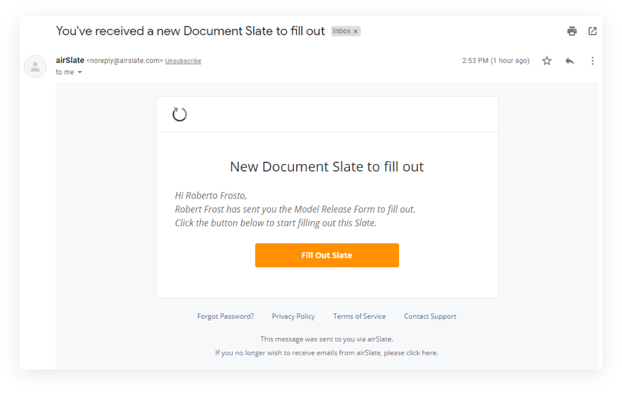 New Document Slate to fill out notification New Document Slate to fill out notification